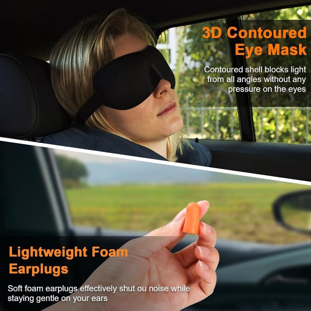 Travel Pillow - Hooded Neck Pillow Airplane, Memory Foam Pillow for Plane, Offic - Picture 5 of 6